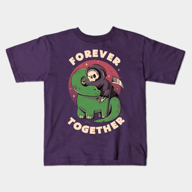 Forever Together - Cute Grim Reaper Dino Gift Kids T-Shirt by eduely